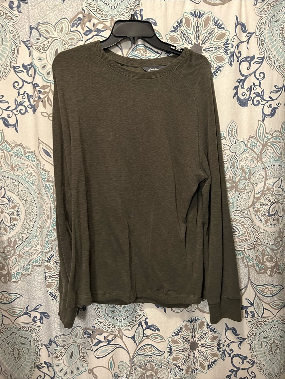 Olive Green Long Sleeve Crew Neck Top